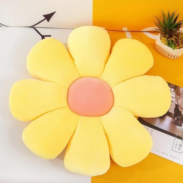 Flower Shaped Round Throw Pillow in Plush Cotton, view 5