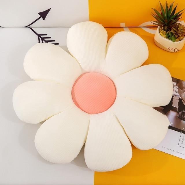 Flower Shaped Round Throw Pillow in Plush Cotton, view 7