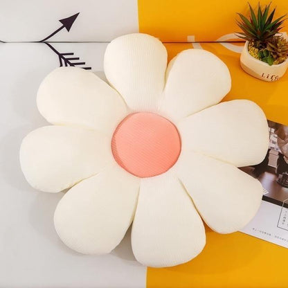 Flower Shaped Round Throw Pillow in Plush Cotton, view 7