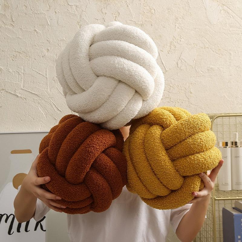 Braided Knot Cotton Fleece Throw Pillow, Two Sizes, view 6
