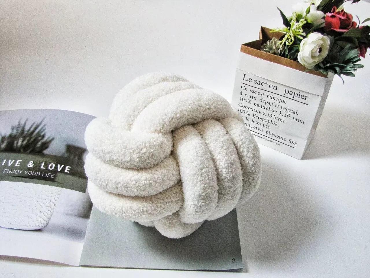 Braided Knot Cotton Fleece Throw Pillow, Two Sizes, view 7