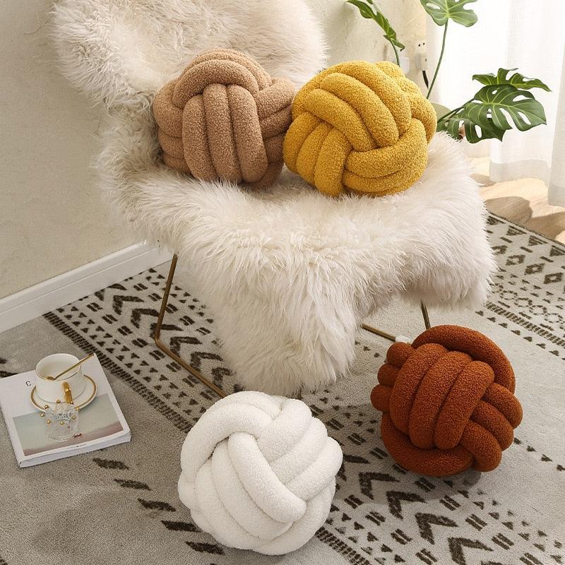Braided Knot Cotton Fleece Throw Pillow, Two Sizes