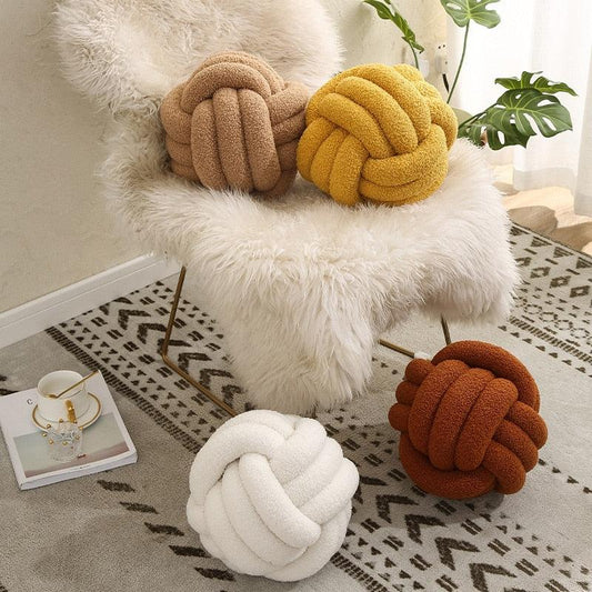 Braided Knot Cotton Fleece Throw Pillow, Two Sizes