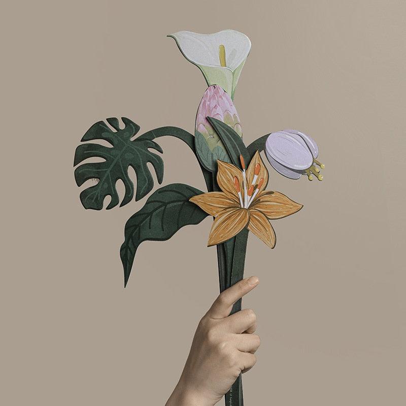 Paper Flower Bouquet, Six Double-Sided Cardstock Stems