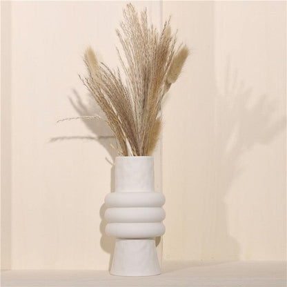 White Pottery Vase for Dried Stems, 8 in Tall, view 3