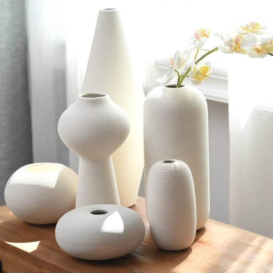 Off White Ceramic Vase, Six Shapes to Choose From