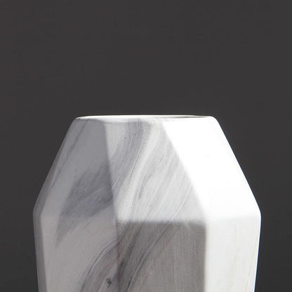 Faceted Ceramic Vases with a Marbled Finish, Five Sizes, view 15