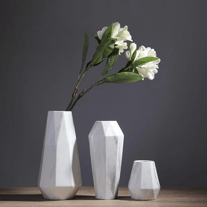 Faceted Ceramic Vases with a Marbled Finish, Five Sizes, view 6