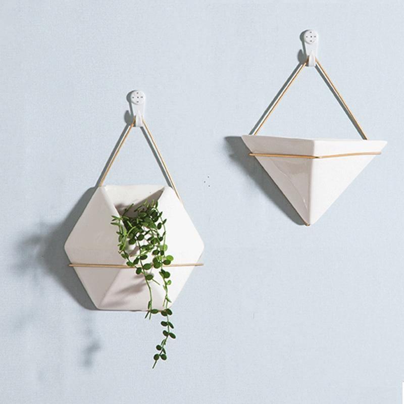 Hanging Geometric Wall Planter, Hexagon or Triangle