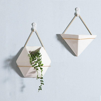 Hanging Geometric Wall Planter, Hexagon or Triangle