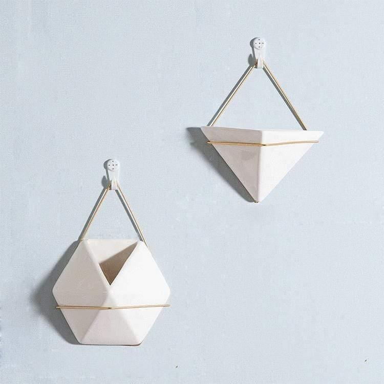 Hanging Geometric Wall Planter, Hexagon or Triangle, view 5
