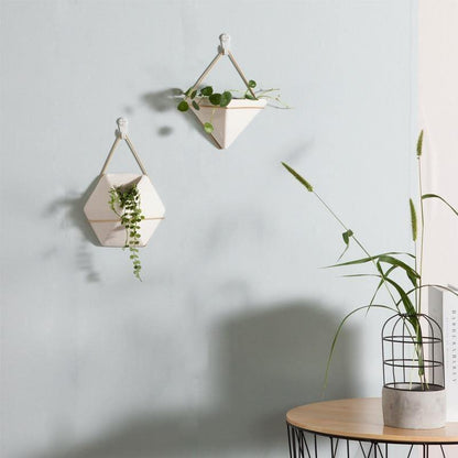 Hanging Geometric Wall Planter, Hexagon or Triangle, view 2