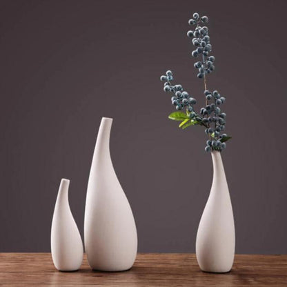 White Porcelain Water Drop Vase in Three Heights, view 6