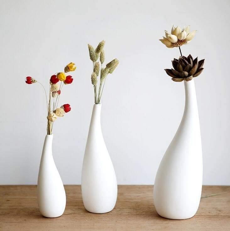 White Porcelain Water Drop Vase in Three Heights, view 2