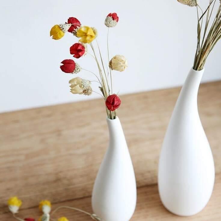 White Porcelain Water Drop Vase in Three Heights