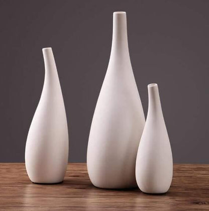 White Porcelain Water Drop Vase in Three Heights, view 8