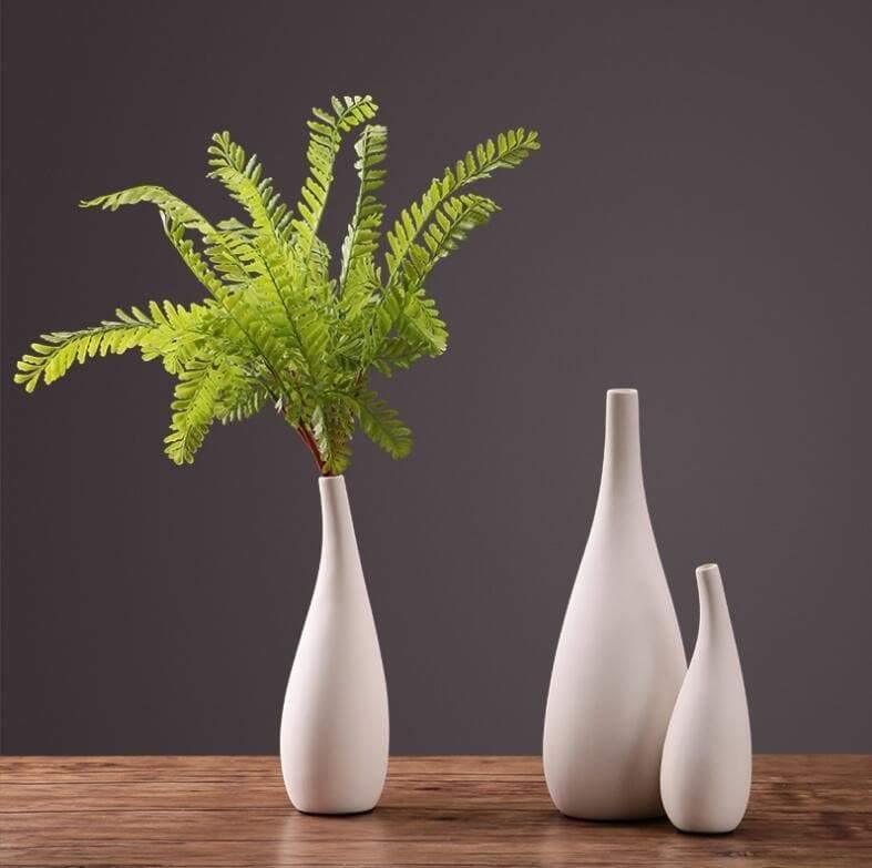 White Porcelain Water Drop Vase in Three Heights, view 9