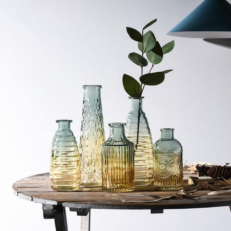 Ombre Glass Bottle Bud Vases, Singles or Full Set