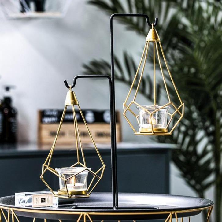 Geometric Iron Hanging Lantern for Tea Lights, view 10
