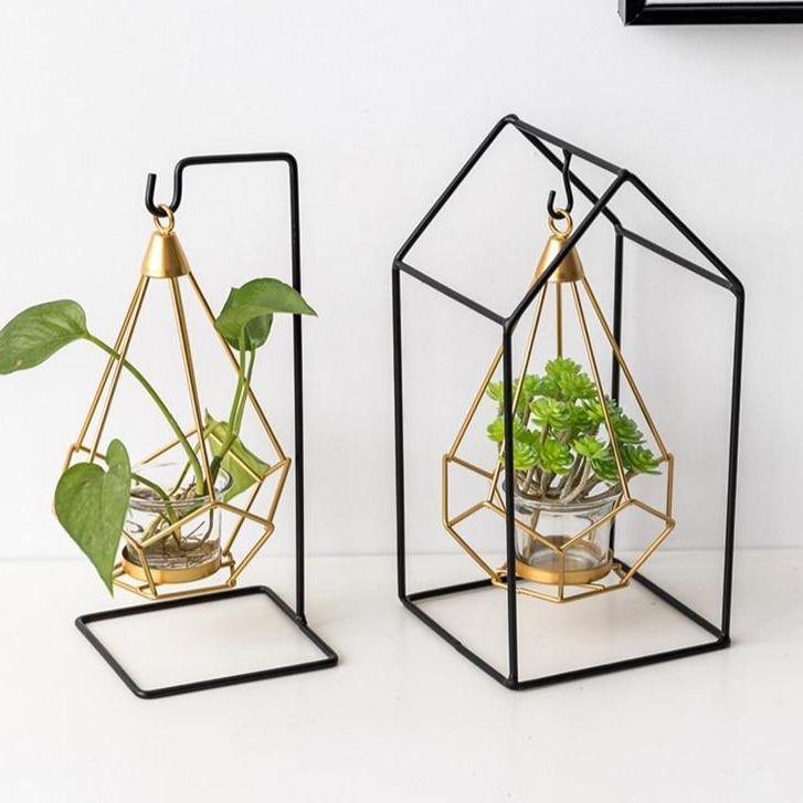 Geometric Iron Hanging Lantern for Tea Lights, view 3