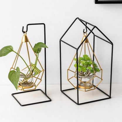 Geometric Iron Hanging Lantern for Tea Lights, view 3