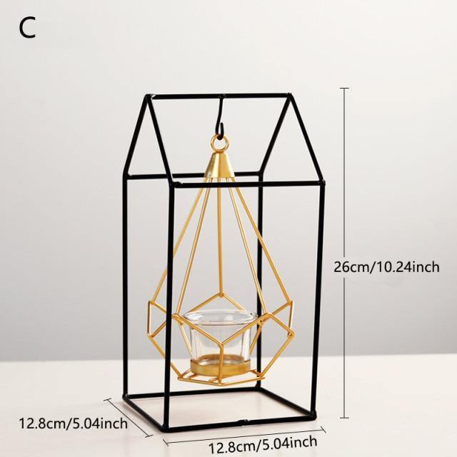 Geometric Iron Hanging Lantern for Tea Lights, view 17