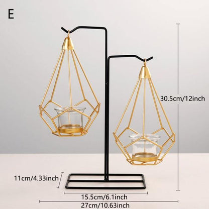 Geometric Iron Hanging Lantern for Tea Lights, view 11