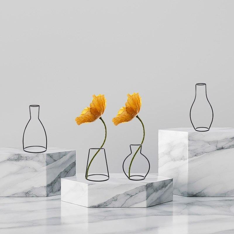 Minimal Iron Wire Vase Stand, Eight Styles, view 6