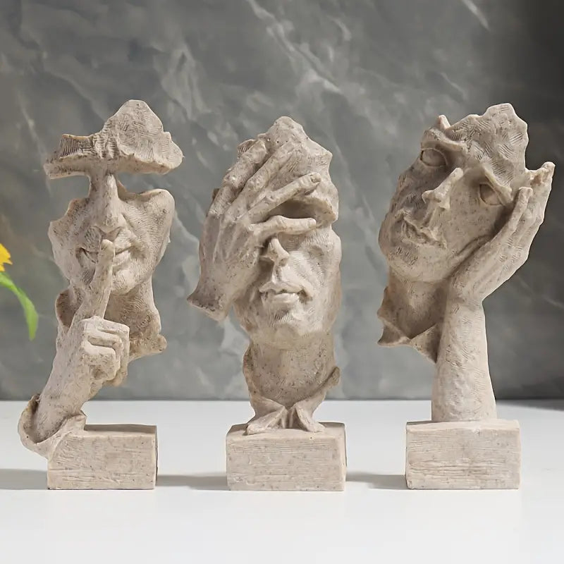 Abstract Face Sculptures on Black Bases, Single or Set, view 10