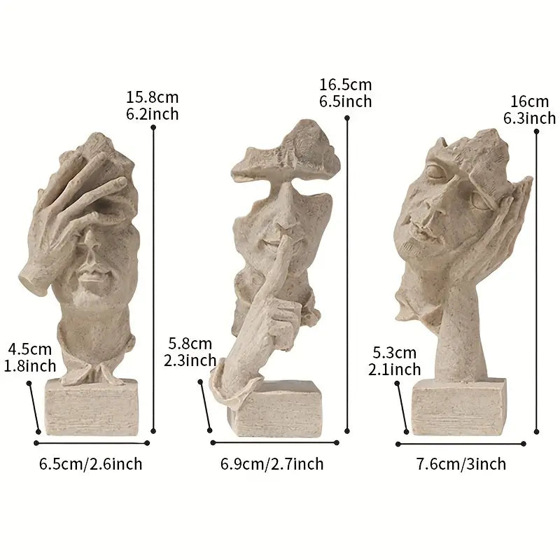 Abstract Face Sculptures on Black Bases, Single or Set, view 14