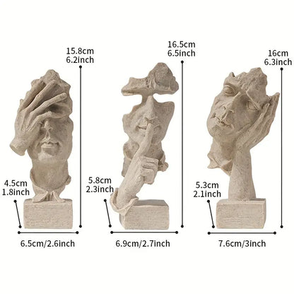Abstract Face Sculptures on Black Bases, Single or Set, view 14