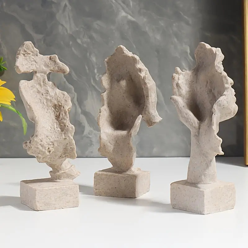 Abstract Face Sculptures on Black Bases, Single or Set, view 15