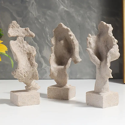 Abstract Face Sculptures on Black Bases, Single or Set, view 15