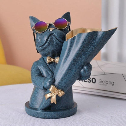 French Bulldog Resin Flower Vase with Bouquet Cone, view 13