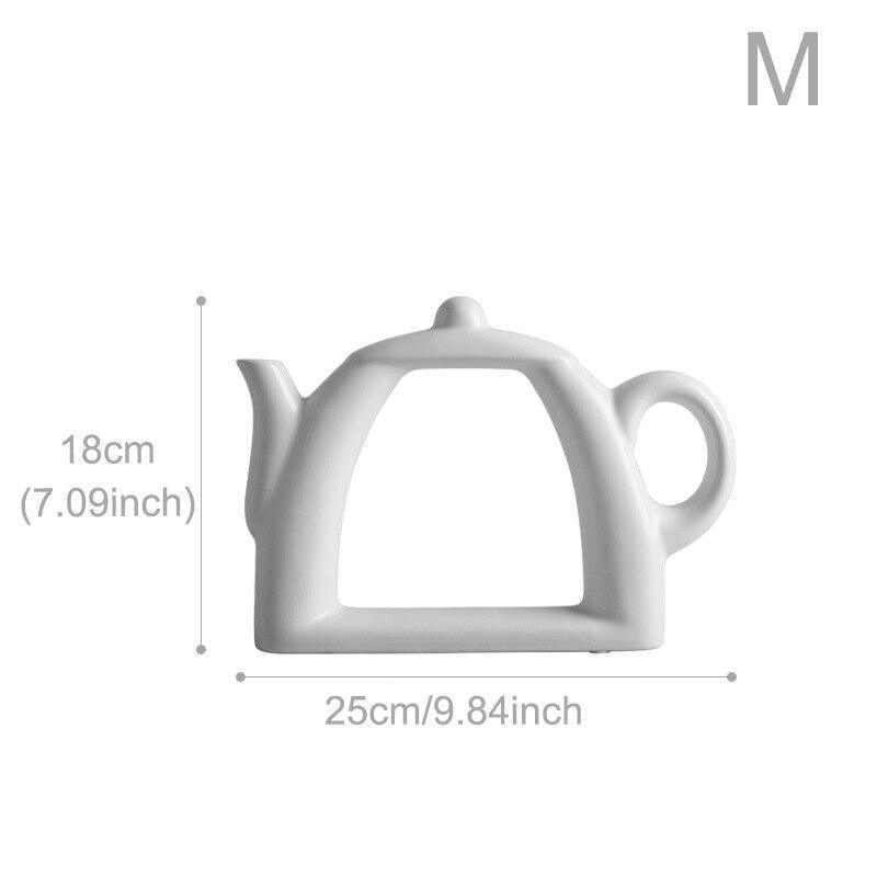 White Ceramic Vases: Teacup, Kettle and Pitcher, view 8