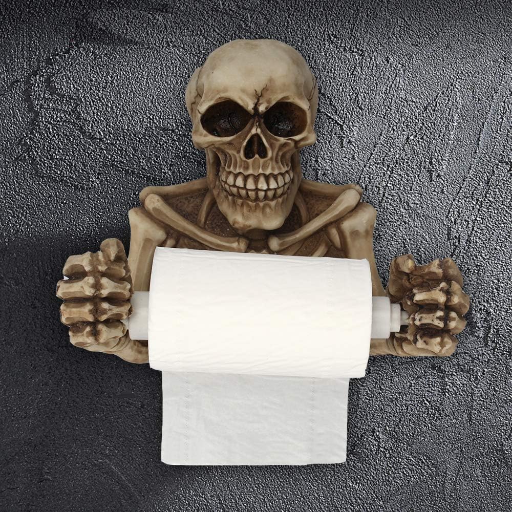 Skull Toilet Paper Holder with Spindle