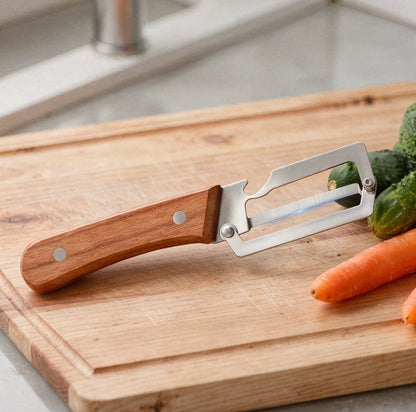 Wide Blade Vegetable Peeler with Wooden Handle