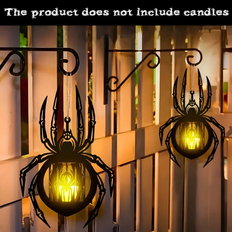 Hanging Spider Lantern Candle Holder in Black Wood, view 2