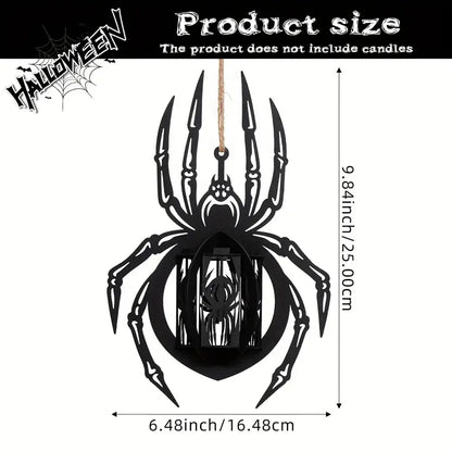 Hanging Spider Lantern Candle Holder in Black Wood, view 7
