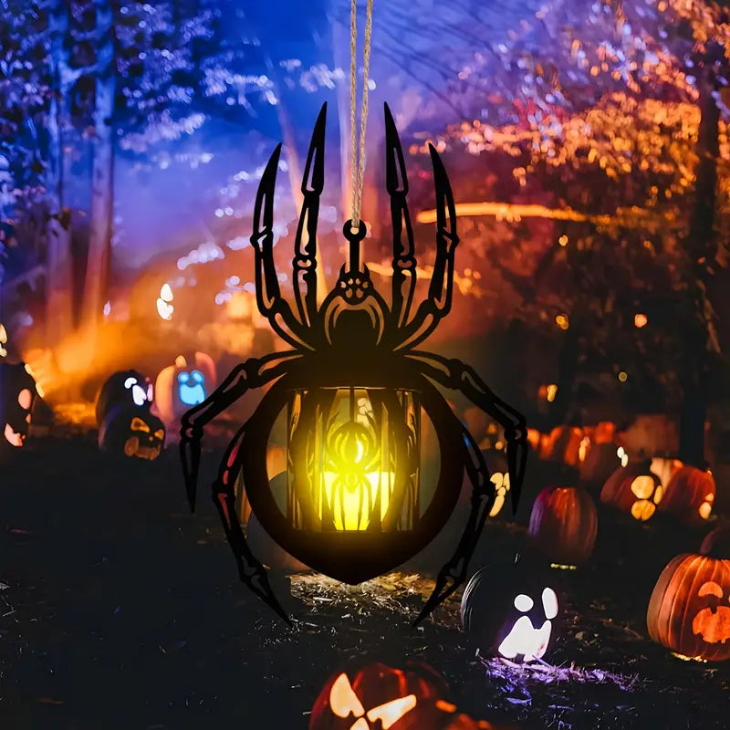 Hanging Spider Lantern Candle Holder in Black Wood, view 6