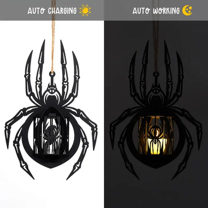 Hanging Spider Lantern Candle Holder in Black Wood, view 3