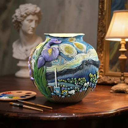 Van Gogh Inspired Painted Resin Vase for Flowers, view 16