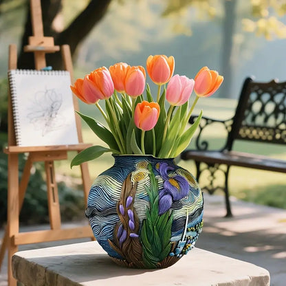 Van Gogh Inspired Painted Resin Vase for Flowers, view 3