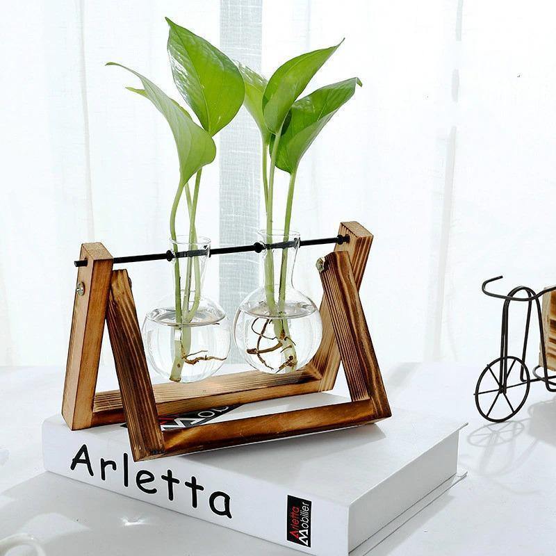 A Frame Wood Stand Propagation Vase, One to Three Bulbs, view 18