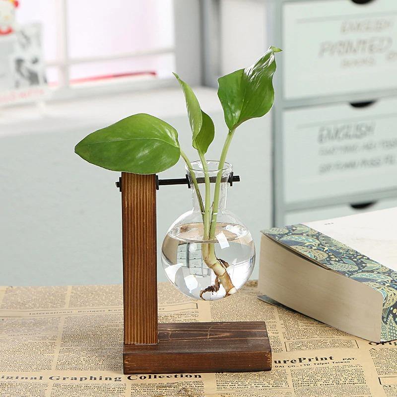 Vertical Wood Stand Propagation Vase, One or Two Bulbs, view 3
