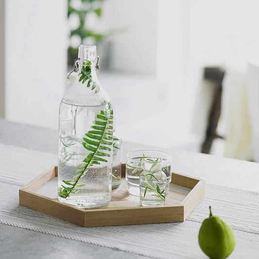 Hexagon Patterned Wooden Serving Platter