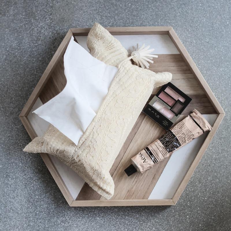 Hexagon Patterned Wooden Serving Platter, view 10