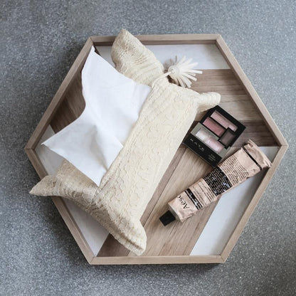 Hexagon Patterned Wooden Serving Platter, view 12