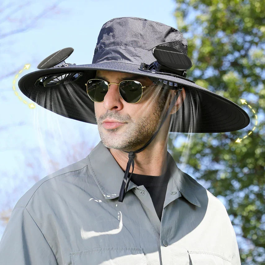 Solar Fan Sun Hat with Wide Brim, One Size, view 2