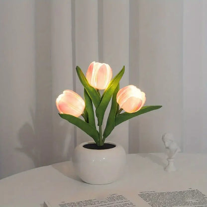 LED Tulip Lamp in a Vase, White, Orange or Pink, view 3